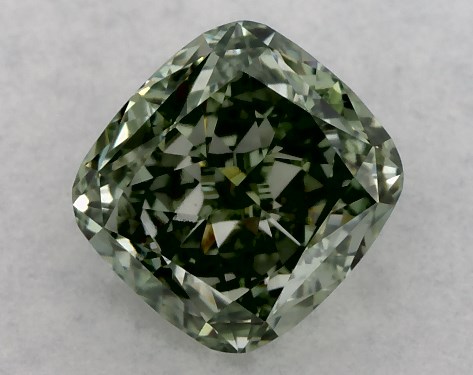IGI 0.63 Carat Fancy Vivid Green-VVS2 Cushion Modified Cut Lab-Grown Diamond